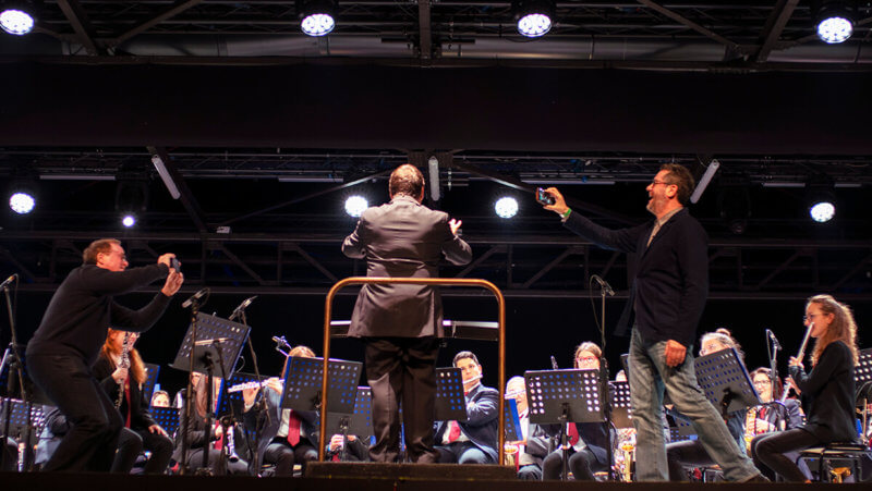Michael Giacchino and Brad Bird photograph Orchestra Conductor