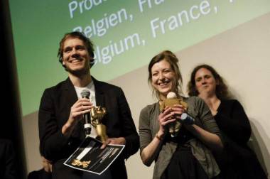 Marc James Roels and Emma de Swaef accepting there award at Stuttgart 2013 