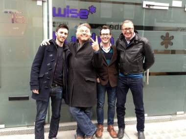 L-R Ian Ravenscroft (Writer) Rik Mayall (Narrator) Louis Hudson (Director) and Ed Bye (Producer)