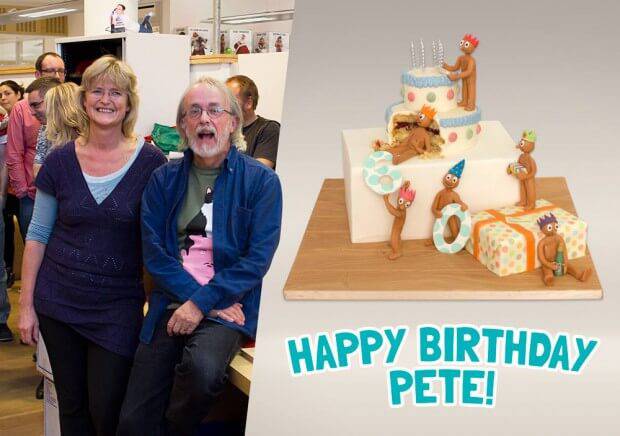 Special Morph birthday cake for Peter Lord's Birthday!