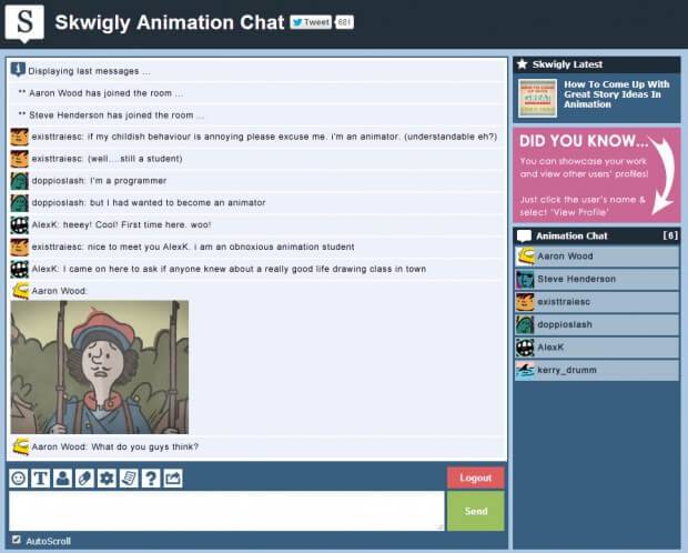 The new Skwigly chatroom now allows images to be added to the converstation