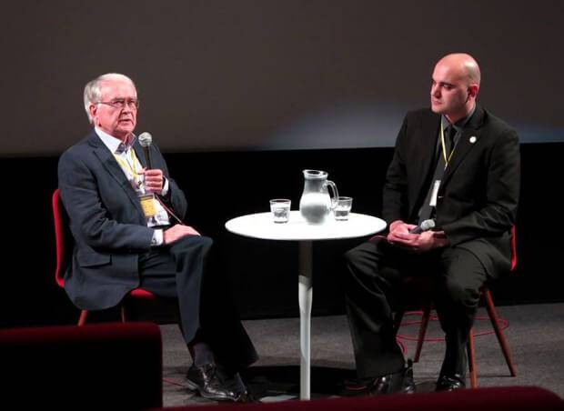 Brian Cosgrove (left) talking to Steve Henderson