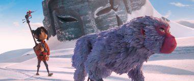 (l-r.) The journey begins as Little Hanzo, Kubo (voiced by Art Parkinson), and Monkey (voiced by Academy Award winner Charlize Theron) trek through The Tundra in animation studio LAIKA’s epic action-adventure KUBO AND THE TWO STRINGS, a Focus Features release. Credit: Laika Studios/Focus Features
