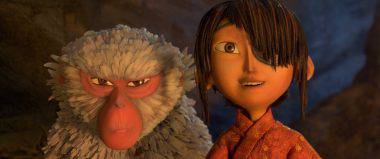 (l-r.) Monkey (voiced by Academy Award winner Charlize Theron) situates herself protectively alongside Kubo (Art Parkinson) in animation studio LAIKA’s epic action- adventure KUBO AND THE TWO STRINGS, a Focus Features release. Credit: Laika Studios/Focus Features