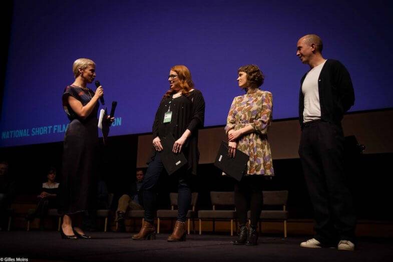 Stephanie Coerten speaks to the National Jury: Jen Hall, Anu-Laura Tuttelberg and Chris Ullens