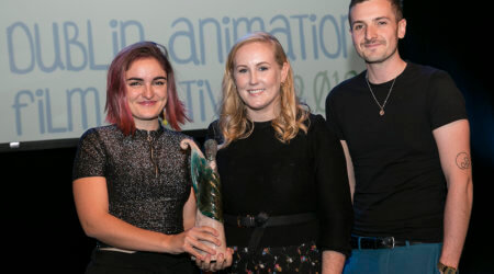 Eabha Bartolozzo (left) and Jack Kirwan (right) - winners of the Best Irish Graduate short film 2019