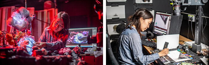 NFTS graduate Renee Zhan working on her animation 'O Black Hole' at the School