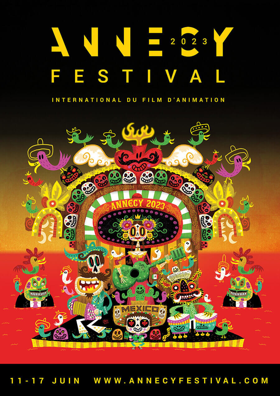 Jorge R. Gutierrez Designs Annecy 2023 Festival Poster, Celebrating Mexican  Animation - Skwigly Animation Magazine