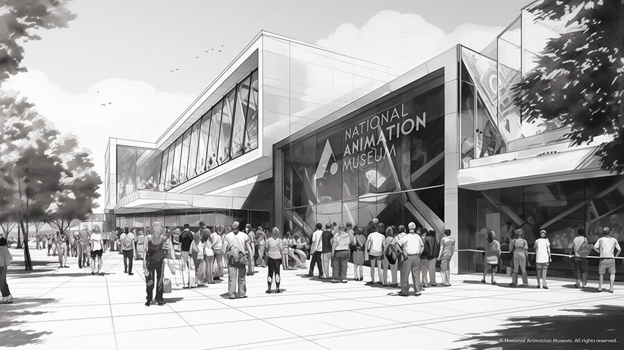 National Animation Museum exterior concept art. Courtesy of the National Animation Museum.